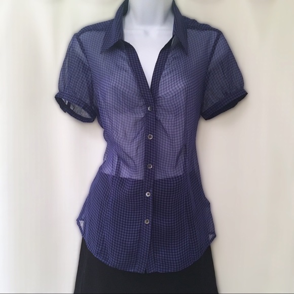 The Limited Tops - The Limited Sheer Blue Button Down Blouse, NWOT!